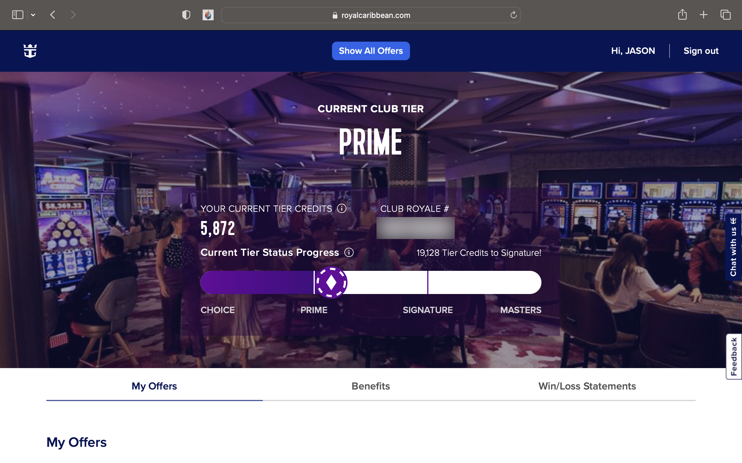 Show All Offers button on cruise page