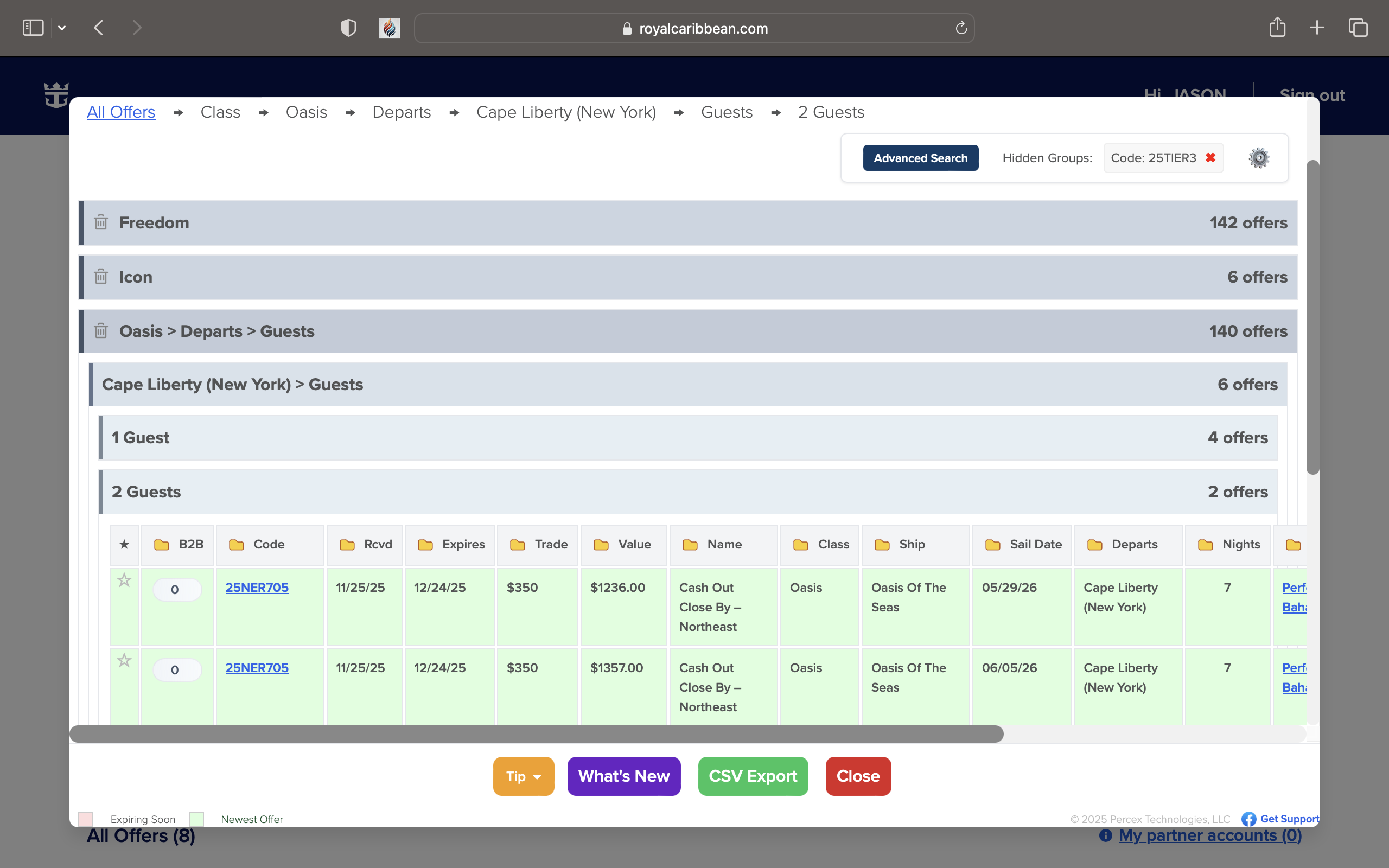 MacBook screenshot of grouped accordion offers