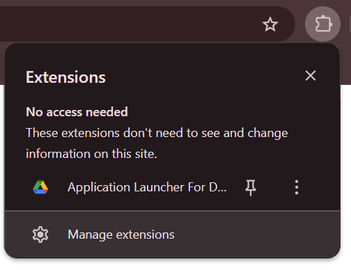 Open Extensions page